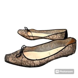 Christian Louboutin Women's Square ToeLace Pumps in Black Sz 42